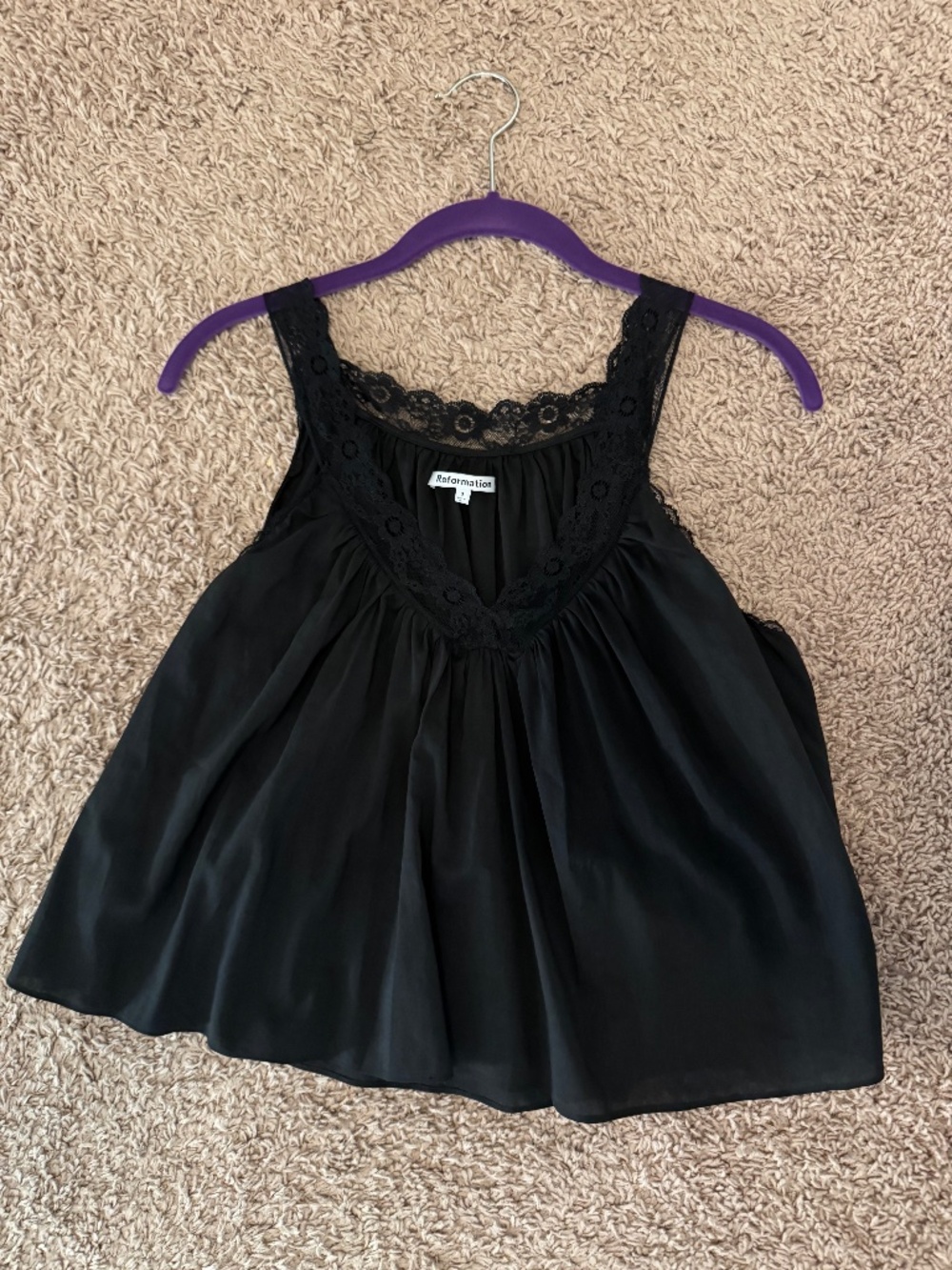 Reformation lace trim top